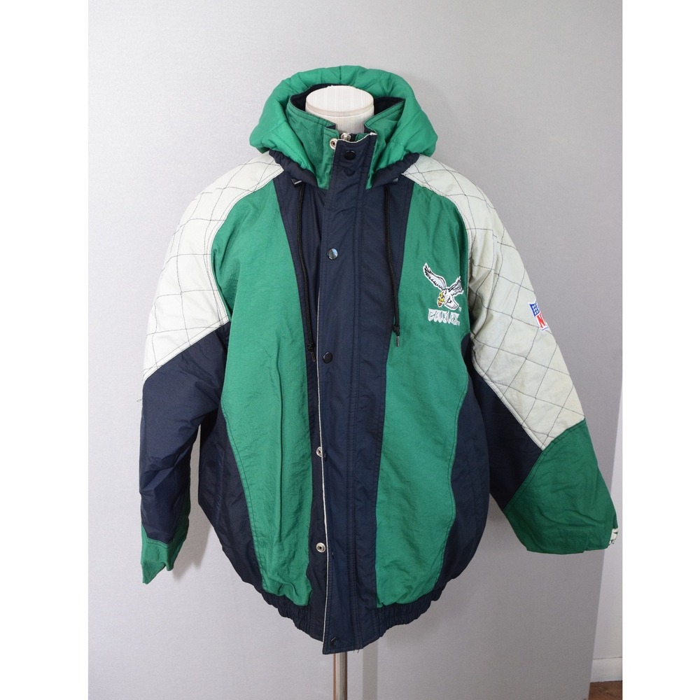 Starter Philadelphia Eagles Coat Large Green Black Vintage NFL Puffer Men Jacket